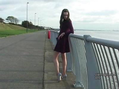 Leggy brunette Keri teases her long legs and high heels in your shoe fetish