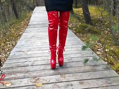 20 cm red boots walking Lady L High Heels