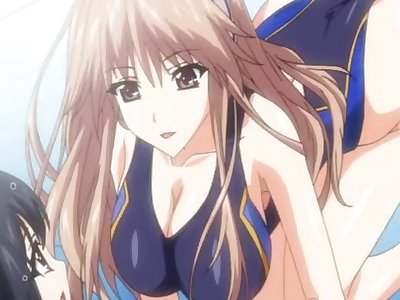 Hentai cutie in swimsuit gives tittyfuck
