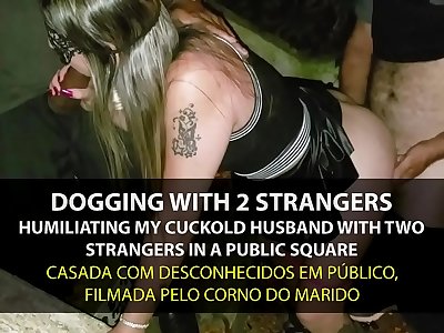 Dogging - Naughty Wifey Fucking by strangers in the park in front of cuckold - English subtitles - Sexxx-Porno