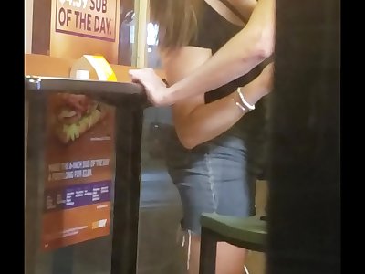 Toasted white teen getting frigged at a subway restaurant