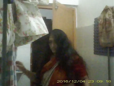 sexy mature indian milf undressing her saree around bathroom teaser dusting